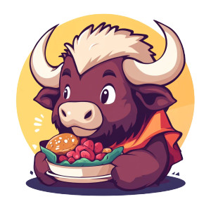 Cute Buffalo Eating Food Vinyl Car Decal Sticker – Waterproof & UV-Resistant 4.0"