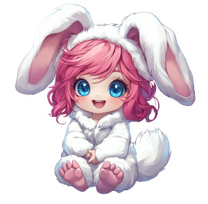 Cute Bunny Girl Pink Hair Vinyl Car Decal Sticker – Waterproof & UV-Resistant 4.06"
