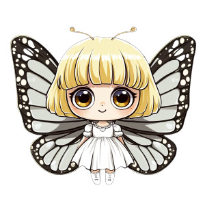 Cute Butterfly Anime Chibi Vinyl Car Decal Sticker – Waterproof & UV-Resistant 4.0"