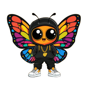 Cute Butterfly Hoodie Sneakers Vinyl Car Decal Sticker – Waterproof & UV-Resistant 4.0"