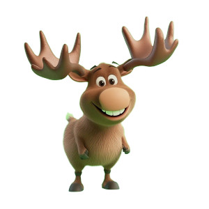 Cute Cartoon Moose Smiley Vinyl Car Decal Sticker – Waterproof & UV-Resistant 4.0"