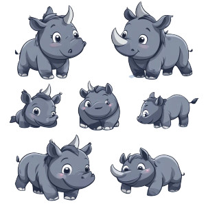 Cute Cartoon Rhino Vinyl Car Decal Sticker – Waterproof & UV-Resistant 4.0"