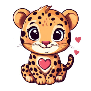 Cute Cheetah Heart Sign Vinyl Car Decal Sticker – Waterproof & UV-Resistant 4.0"