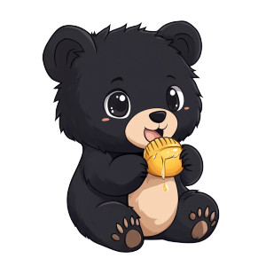 Cute Chibi Bear Honey Vinyl Car Decal Sticker – Waterproof & UV-Resistant 4.0"
