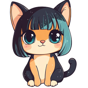 Cute Chibi Calico Cat Vinyl Car Decal Sticker – Waterproof & UV-Resistant 4.0"