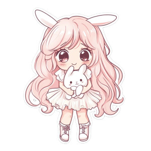 Cute Chibi Girl Bunny Vinyl Car Decal Sticker – Waterproof & UV-Resistant 4.0" Cute Chibi Girl Bunny Vinyl Car Decal Sticker – Waterproof & UV-Resistant 4.0"
