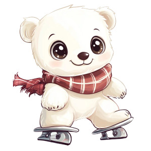 Cute Chibi Polar Bear Skating Vinyl Car Decal Sticker – Waterproof & UV-Resistant 4.0"
