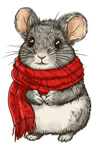 Cute Chinchilla Red Scarf Vinyl Car Decal Sticker – Waterproof & UV-Resistant 4.0"