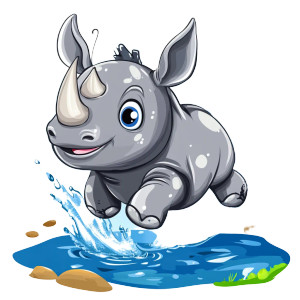 Cute Chubby Rhino Jogging Vinyl Car Decal Sticker – Waterproof & UV-Resistant 4.0"