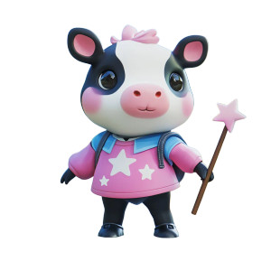 Cute Cow Magic Wand Vinyl Car Decal Sticker – Waterproof & UV-Resistant 4.0"