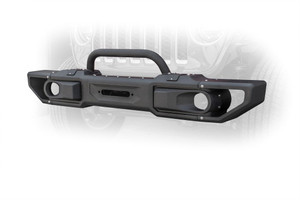 DV8 Offroad | Jeep Wrangler JL Bumper | High Clearance with Winch Mount | Bull Bar and Full-Length Wings | Steel, Black