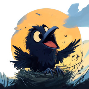 Cute Crow Sunrise Vinyl Car Decal Sticker – Waterproof & UV-Resistant 4.0"