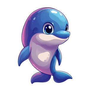 Cute Dolphin Mascot Vinyl Car Decal Sticker – Waterproof & UV-Resistant 4.0"