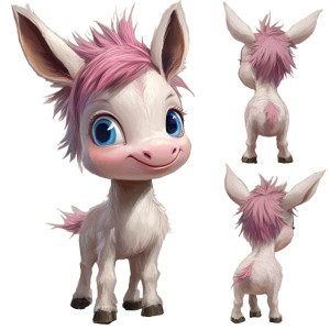 Cute Donkey Pink Hair Vinyl Car Decal Sticker – Waterproof & UV-Resistant 4.0"