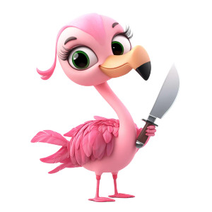 Cute Flamingo Knife Disney Vinyl Car Decal Sticker – Waterproof & UV-Resistant 4.0"