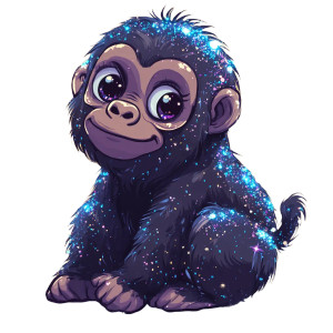 Cute Glitter Gorilla Baby Vinyl Car Decal Sticker – Waterproof & UV-Resistant 4.0"
