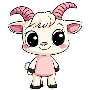 Cute Goat Character Front Vinyl Car Decal Sticker – Waterproof & UV-Resistant 4.0"