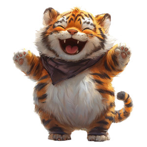 Cute Happy Chubby Tiger Vinyl Car Decal Sticker – Waterproof & UV-Resistant 4.0"