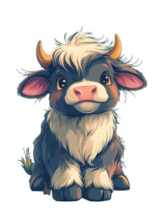 Cute Highland Cow Vector Vinyl Car Decal Sticker – Waterproof & UV-Resistant 4.11"