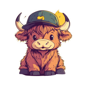 Cute Highland Cow Vector Vinyl Car Decal Sticker – Waterproof & UV-Resistant 4.0"