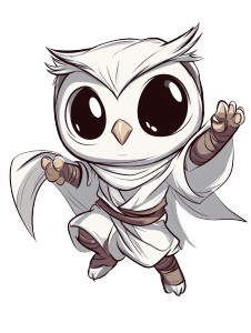 Cute Owl Ninja Pose Vinyl Car Decal Sticker – Waterproof & UV-Resistant 4.0"