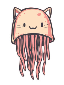 Cute Pink Jellyfish Cat Vinyl Car Decal Sticker – Waterproof & UV-Resistant 4.11"