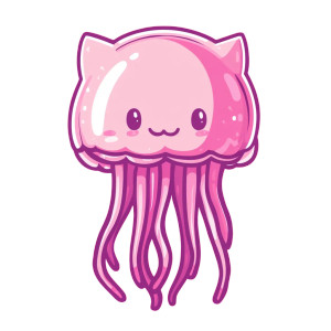 Cute Pink Jellyfish Cat Vinyl Car Decal Sticker – Waterproof & UV-Resistant 4.0"