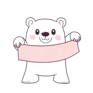 Cute Polar Bear Banner Vinyl Car Decal Sticker – Waterproof & UV-Resistant 4.0"