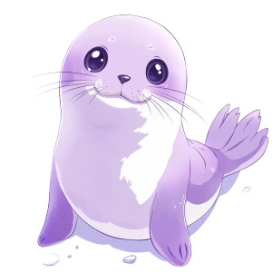 Cute Purple Anime Seal Vinyl Car Decal Sticker – Waterproof & UV-Resistant 4.0"