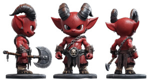 Cute Red Demon Axe Vinyl Car Decal Sticker – Waterproof & UV-Resistant 7.14"