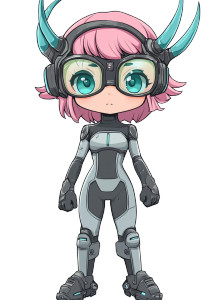 Cute Robot Girl Pink Hair Vinyl Car Decal Sticker – Waterproof & UV-Resistant 4.0"