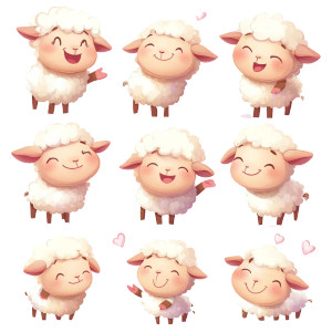 Cute Sheep Characters Vector Vinyl Car Decal Sticker – Waterproof & UV-Resistant 4.0"