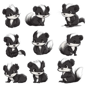 Cute Skunks Poses Colors Vinyl Car Decal Sticker – Waterproof & UV-Resistant 4.0"