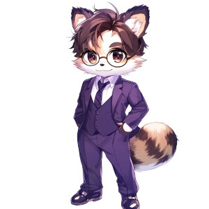 Cute Tanuki Man Purple Suit Vinyl Car Decal Sticker – Waterproof & UV-Resistant 4.0"