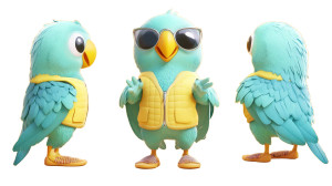 Cute Teal Parrot 3D Vinyl Car Decal Sticker – Waterproof & UV-Resistant 7.14"