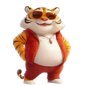 Cute Tiger Sunglasses Vest Vinyl Car Decal Sticker – Waterproof & UV-Resistant 4.0"