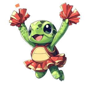 Cute Turtle Cheerleader Vinyl Car Decal Sticker – Waterproof & UV-Resistant 4.0" Cute Turtle Cheerleader Vinyl Car Decal Sticker – Waterproof & UV-Resistant 4.0"