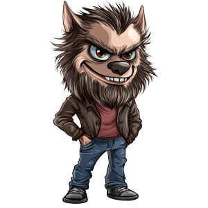 Cute Werewolf Cartoon Vector Vinyl Car Decal Sticker – Waterproof & UV-Resistant 4.0"