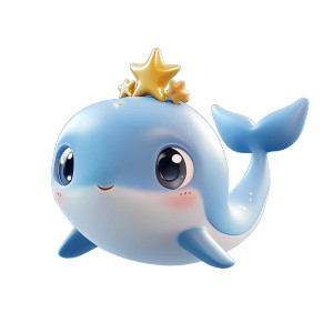 Cute Whale Star Crown Vinyl Car Decal Sticker – Waterproof & UV-Resistant 4.0"