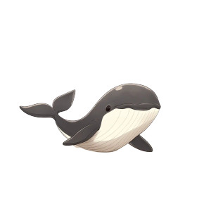 Cute Whale Webtoon 2D Vinyl Car Decal Sticker – Waterproof & UV-Resistant 4.0"