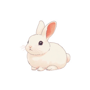 Cute White Rabbit Illustration Vinyl Car Decal Sticker – Waterproof & UV-Resistant 4.0"