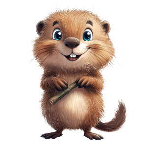 Cute Young Beaver Smiling Vinyl Car Decal Sticker – Waterproof & UV-Resistant 4.0"