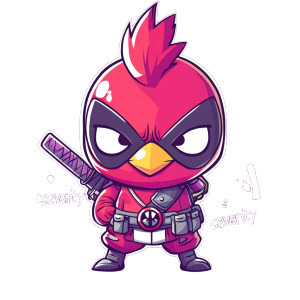 Deadpool Rooster Mascot Vinyl Car Decal Sticker – Waterproof & UV-Resistant 4.0"