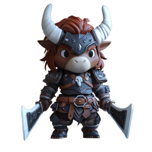 Dreamy Chibi Tauren Warrior Vinyl Car Decal Sticker – Waterproof & UV-Resistant 4.0"