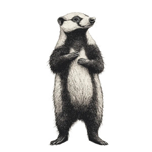 European Badger Standing Illustration Vinyl Car Decal Sticker – Waterproof & UV-Resistant 4.0"