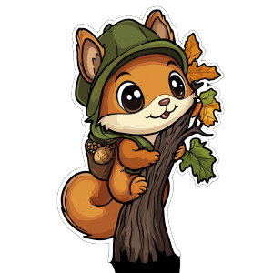 Fall Squirrel Nomad Vinyl Car Decal Sticker – Waterproof & UV-Resistant 4.0"