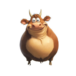 Fat Brown Happy Cow Vinyl Car Decal Sticker – Waterproof & UV-Resistant 4.0"