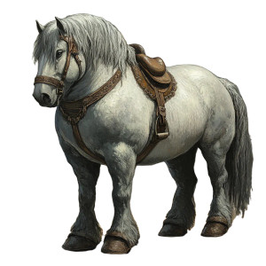 Fat Gray Horse Fantasy Vinyl Car Decal Sticker – Waterproof & UV-Resistant 4.0"