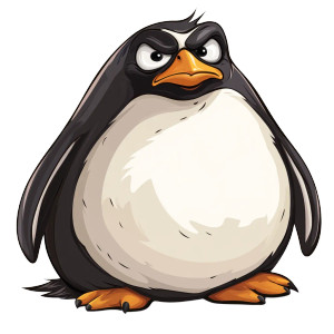 Fat Grumpy Penguin Vinyl Car Decal Sticker – Waterproof & UV-Resistant 4.0"