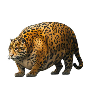Fat Jaguar Struggling Walk Vinyl Car Decal Sticker – Waterproof & UV-Resistant 4.0"